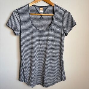 LUCY Tech Short Sleeve Women's Athletic Striped Activewear Shirt Gray Size Small